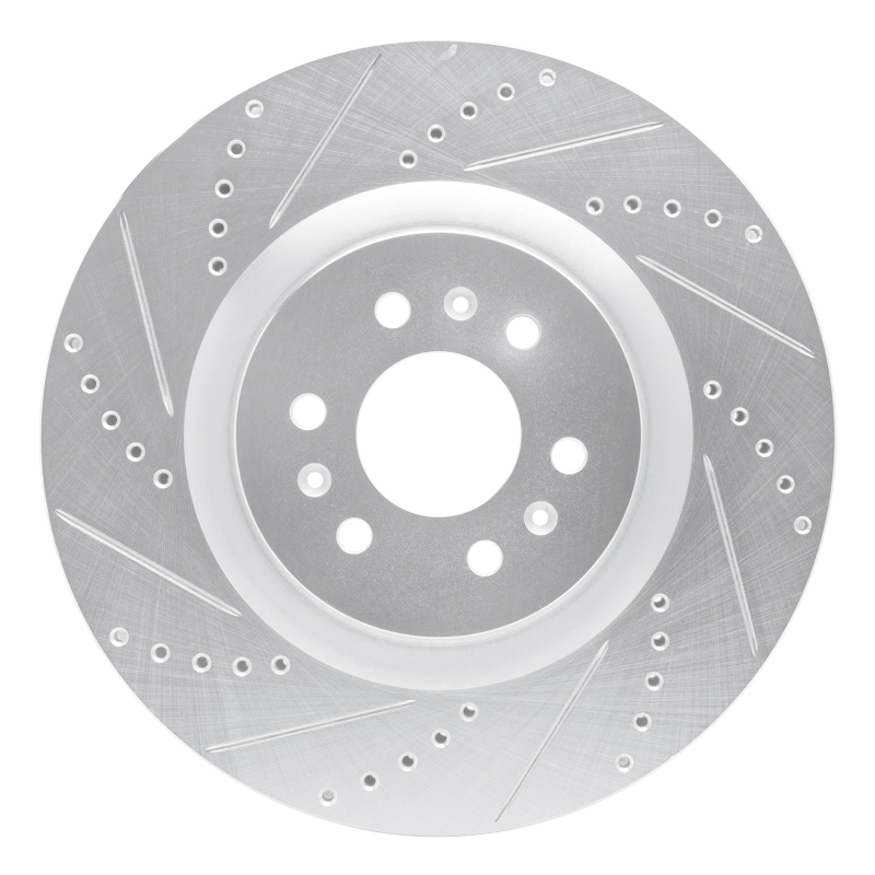 Cadillac STS Brake Rotor (1) - Front Left - R1 Concepts - Drilled & Slotted - Silver - `04-`11